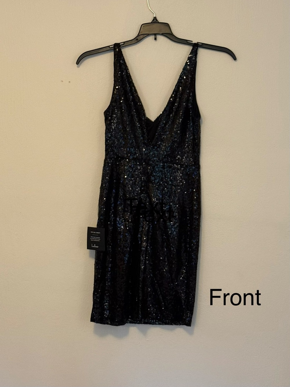 Lulu's Black Sequin V-Neck Mini Dress